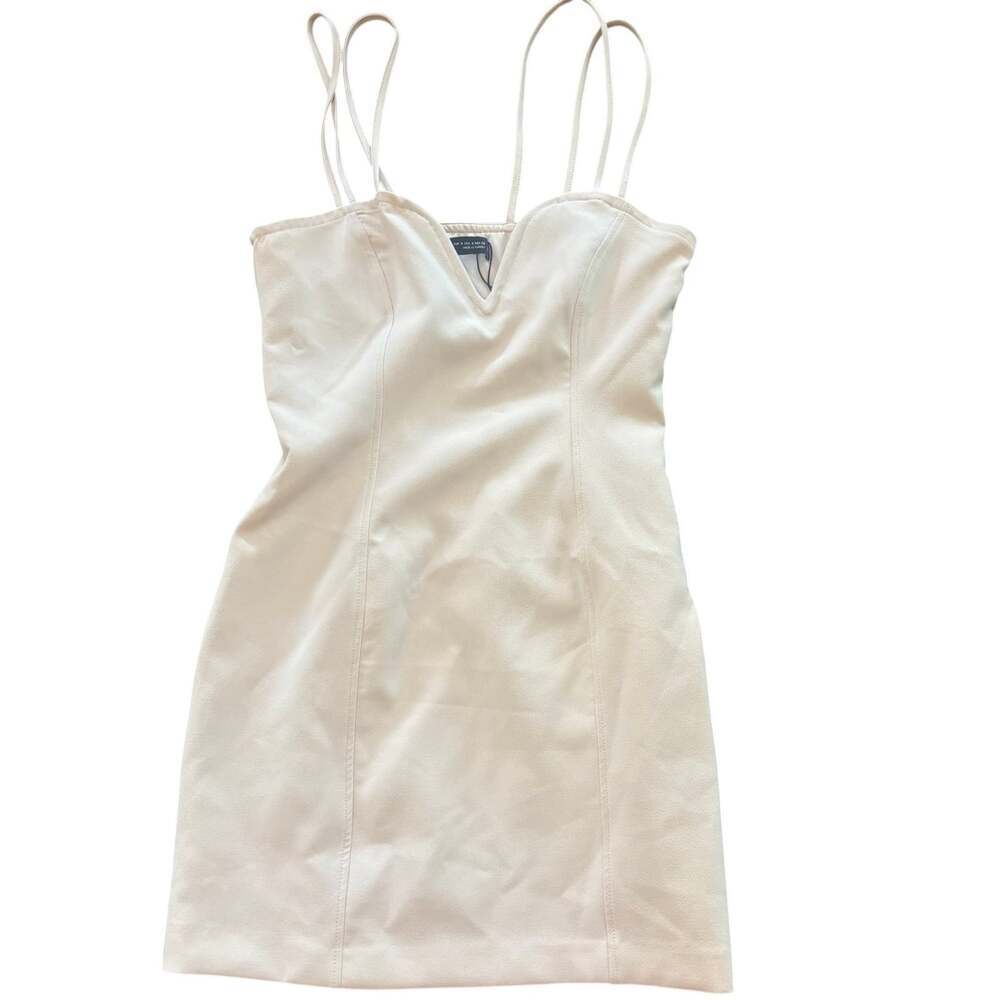 Zara NWT Triple Strap Corset Bodycon Mini Dress Cream Ivory Small - Picture 5 of 16